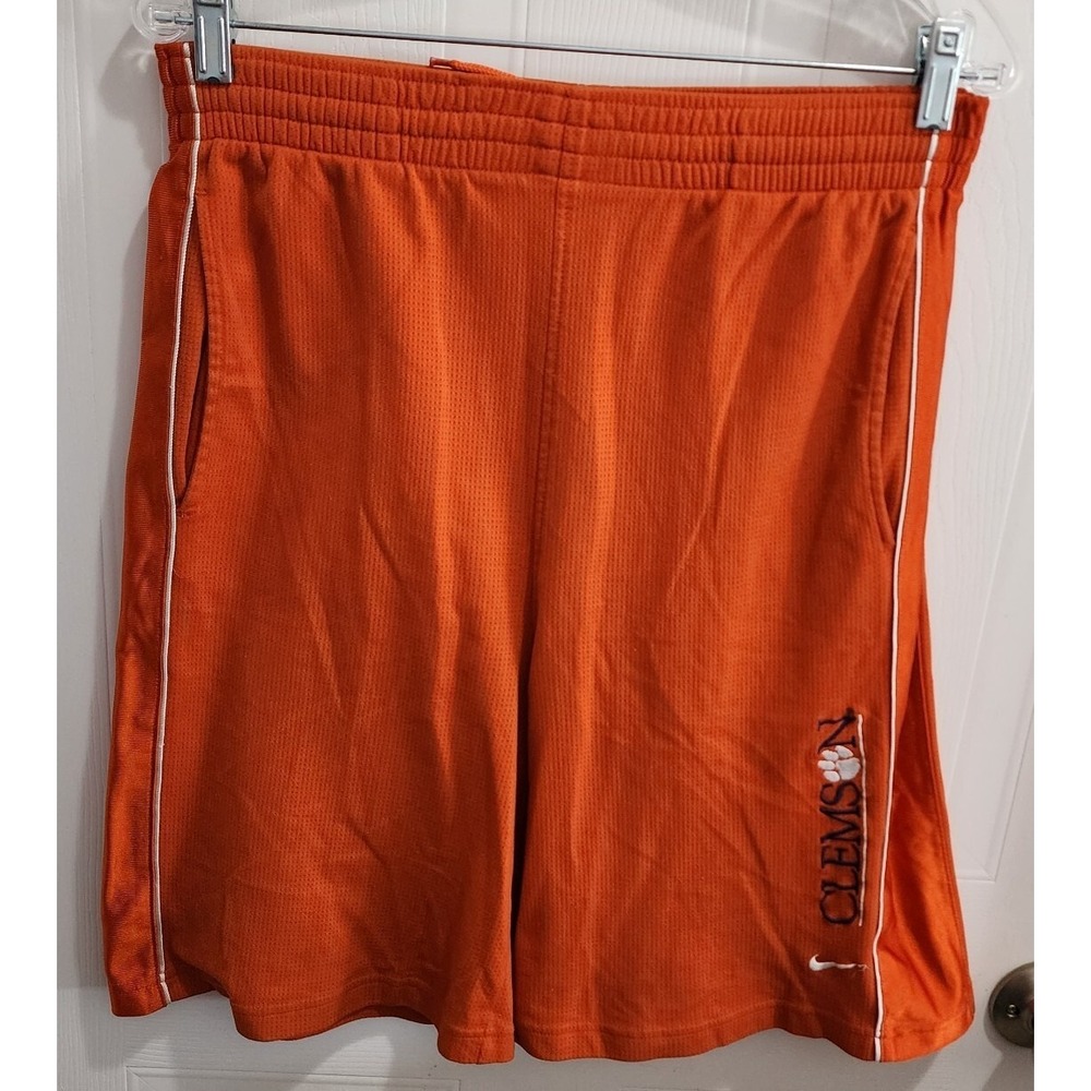 Clemson Tigers Nike Dri-Fit Men's M Jersey Shorts Orange Spell-Out White Stripe
